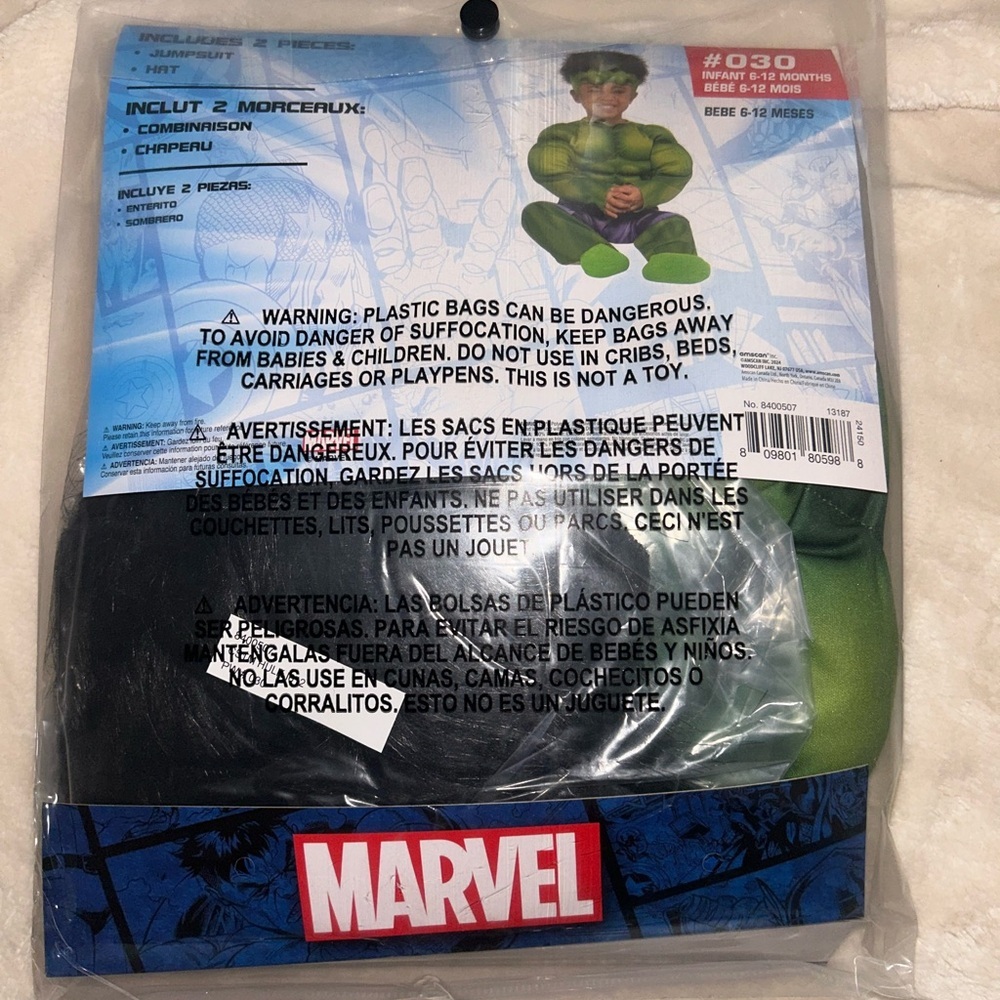 NWT Marvel Hulk Kids Costume - INFANT SIZE 6-12 MONTHS - Picture 2 of 4